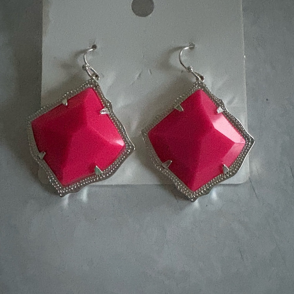 Elegant Pink and Silver Geometric Earrings